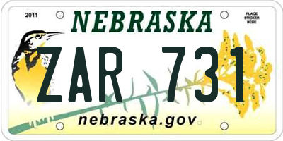 NE license plate ZAR731