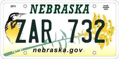 NE license plate ZAR732