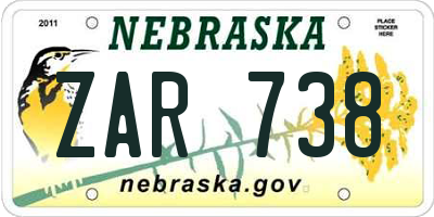 NE license plate ZAR738