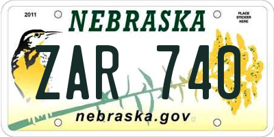 NE license plate ZAR740