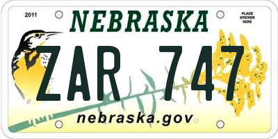 NE license plate ZAR747