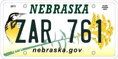 NE license plate ZAR761