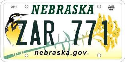 NE license plate ZAR771