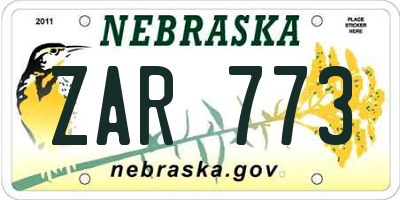 NE license plate ZAR773