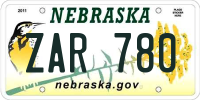 NE license plate ZAR780