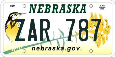 NE license plate ZAR787
