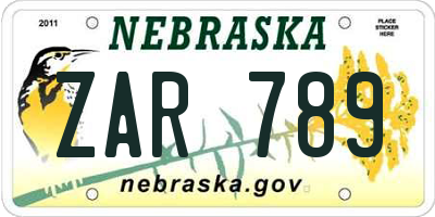 NE license plate ZAR789