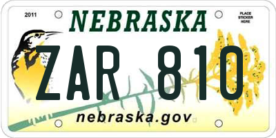 NE license plate ZAR810