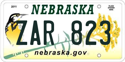 NE license plate ZAR823