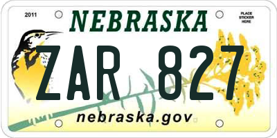 NE license plate ZAR827