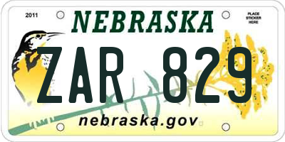 NE license plate ZAR829