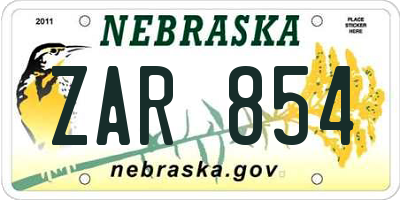 NE license plate ZAR854