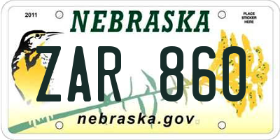 NE license plate ZAR860