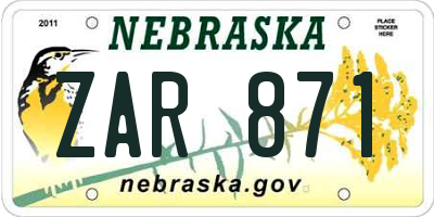 NE license plate ZAR871