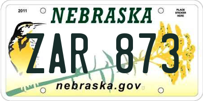 NE license plate ZAR873