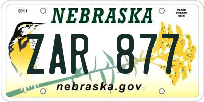 NE license plate ZAR877