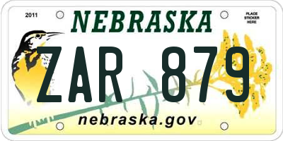 NE license plate ZAR879