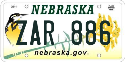NE license plate ZAR886