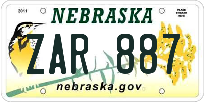 NE license plate ZAR887