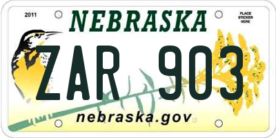 NE license plate ZAR903