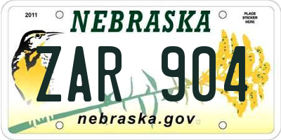 NE license plate ZAR904