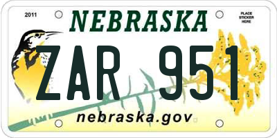 NE license plate ZAR951