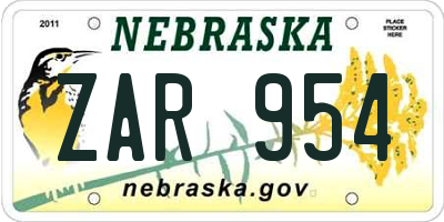 NE license plate ZAR954
