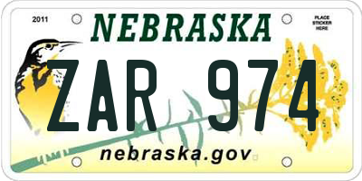 NE license plate ZAR974