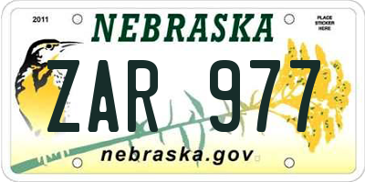 NE license plate ZAR977