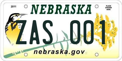 NE license plate ZAS001