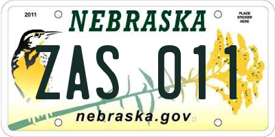 NE license plate ZAS011