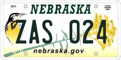 NE license plate ZAS024