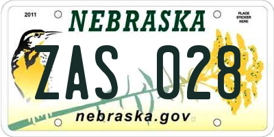 NE license plate ZAS028
