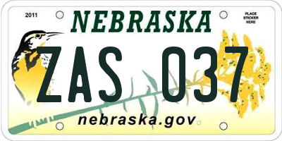 NE license plate ZAS037