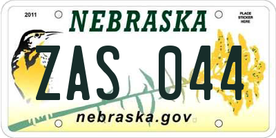 NE license plate ZAS044