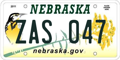 NE license plate ZAS047