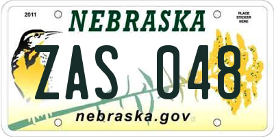 NE license plate ZAS048