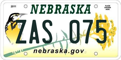 NE license plate ZAS075