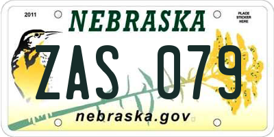 NE license plate ZAS079