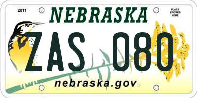 NE license plate ZAS080