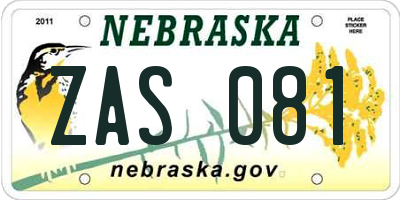 NE license plate ZAS081