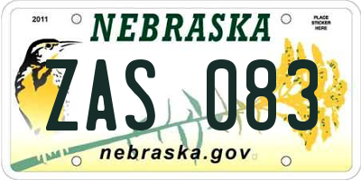 NE license plate ZAS083