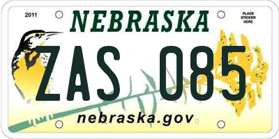 NE license plate ZAS085