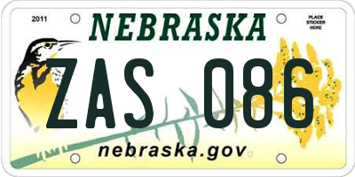 NE license plate ZAS086