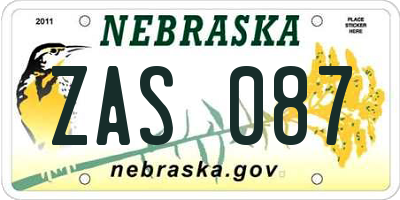 NE license plate ZAS087