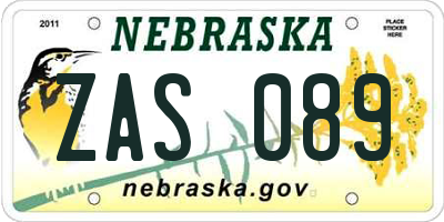 NE license plate ZAS089