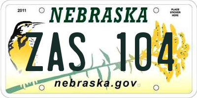 NE license plate ZAS104
