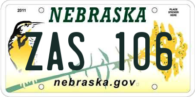 NE license plate ZAS106