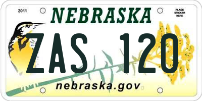 NE license plate ZAS120