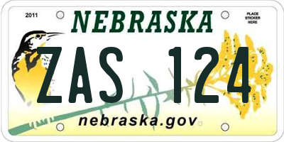 NE license plate ZAS124